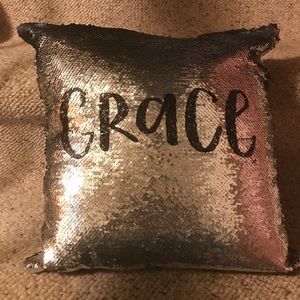 Reversible Silver & Black “Grace” Sequins Pillow